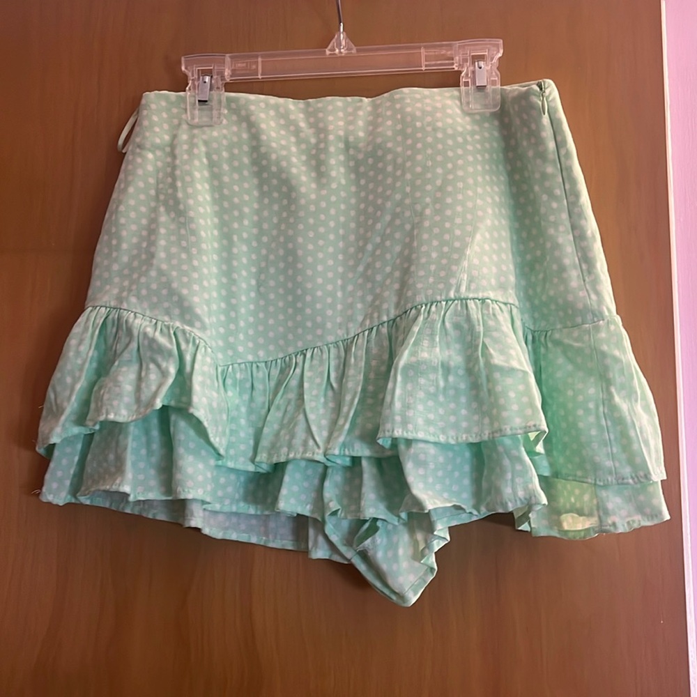 Zara Green w/ White Polka Dot Skirt- size S